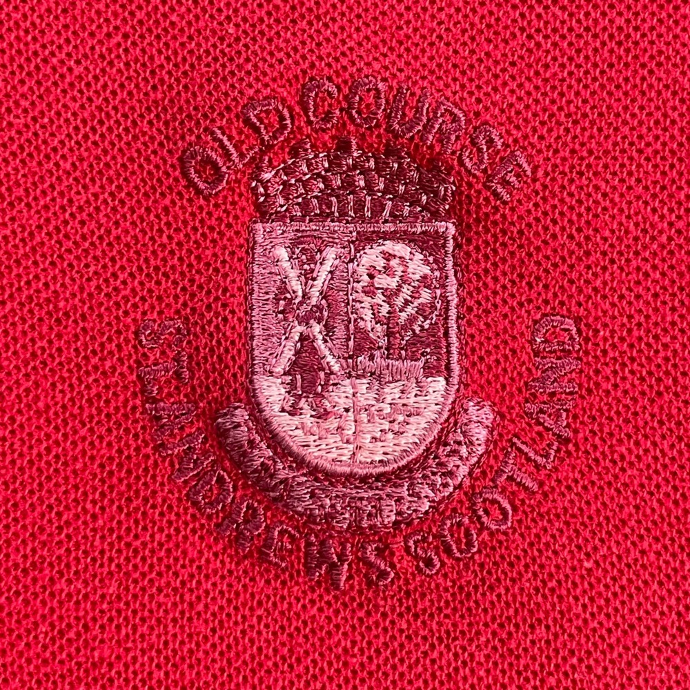 90s Vintage Old Course St. Andrews Scotland Golf Red Polo Shirt Mens Large Crest - Picture 4 of 12